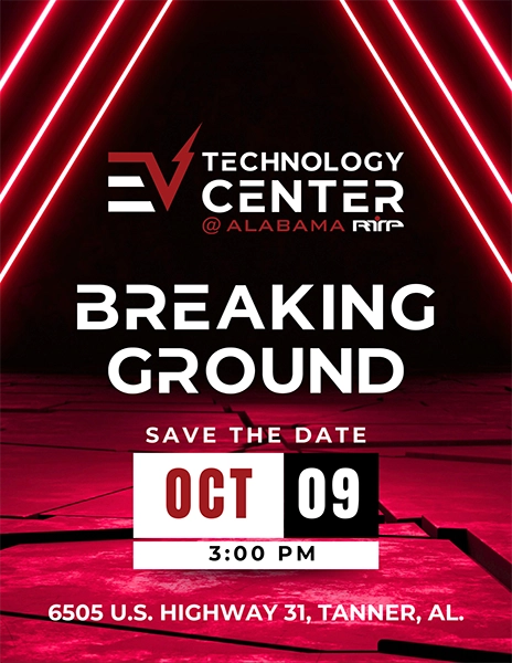 Groundbreaking save the date graphic